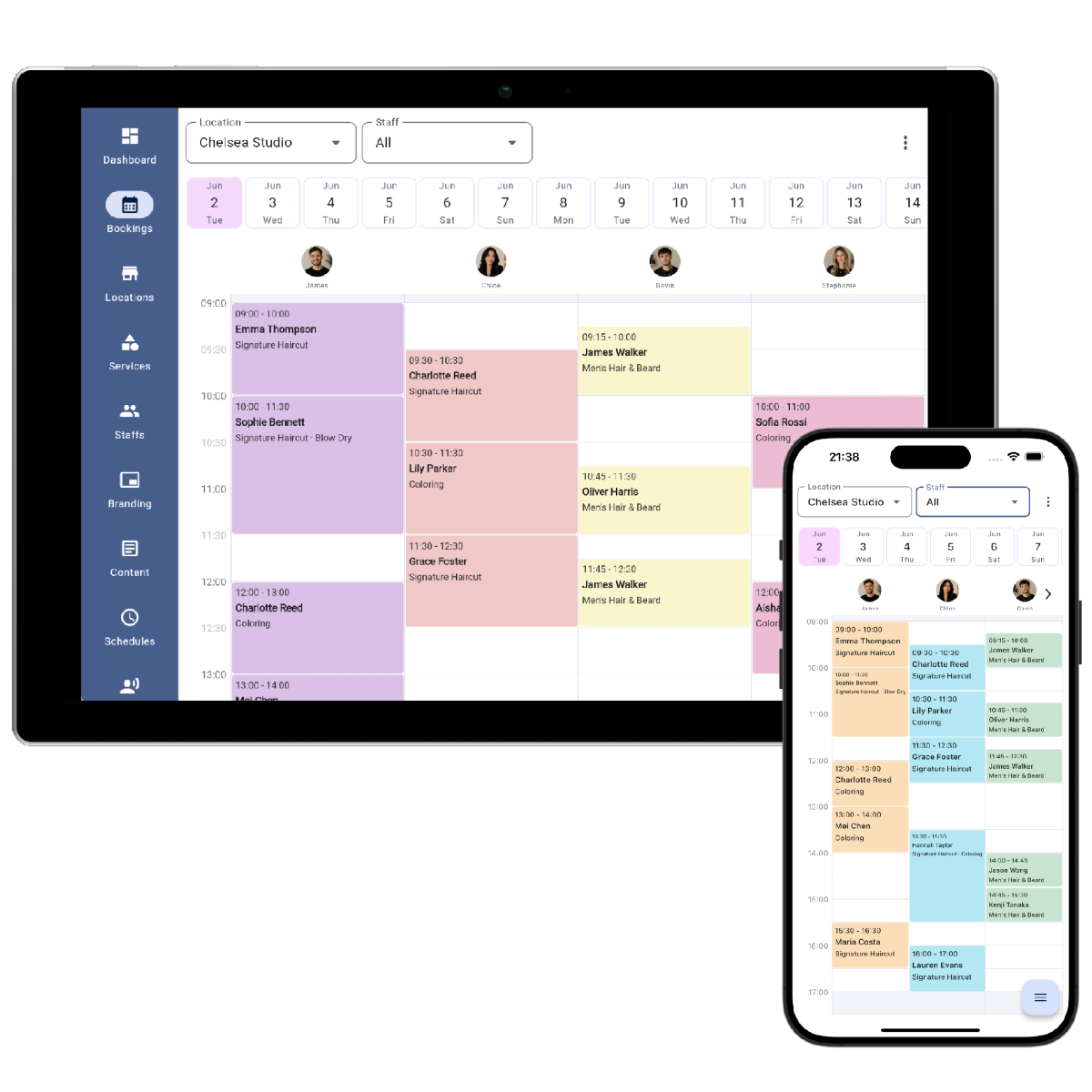 Resvera booking calendar shown on desktop and mobile