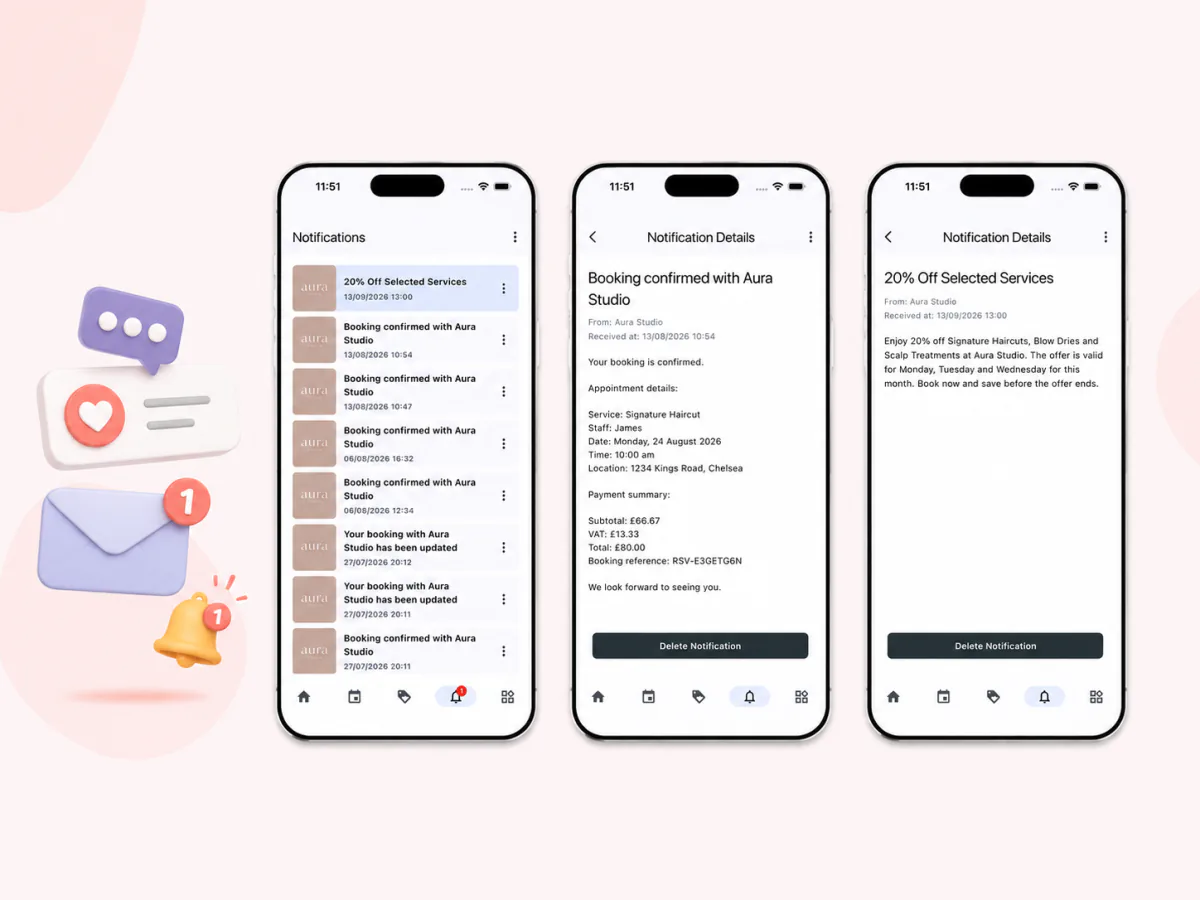 Receiving updates and appointment reminders from a business