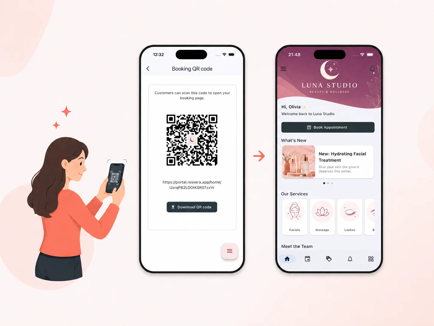 Connect with the business in the Resvera app